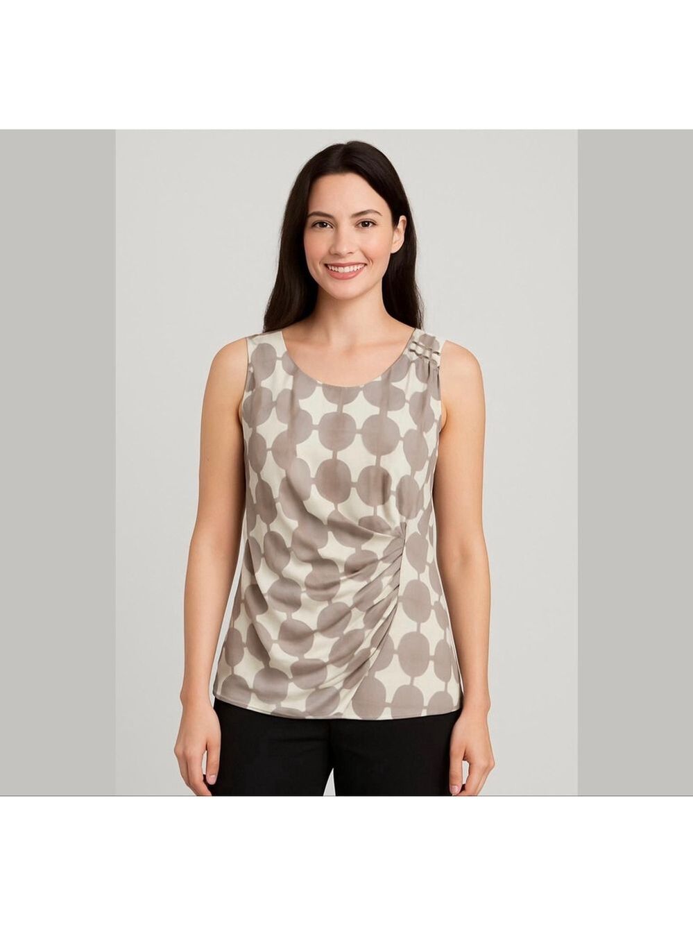 Anthropologie Maeve Womens 100% Silk Blouse Sleeveless Geometric Pattern